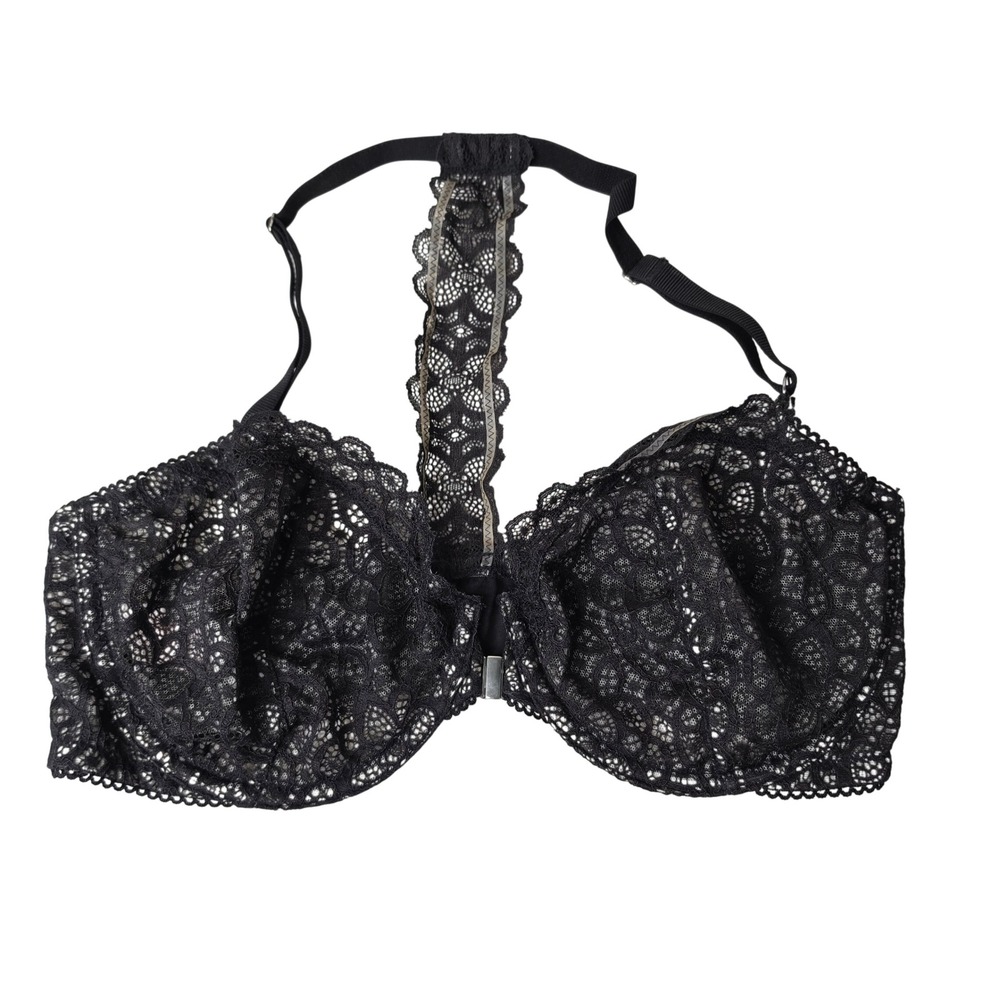 Victoria's Secret Bra Womens 36D Black Dream Angels Unlined Demi Lace Racerback